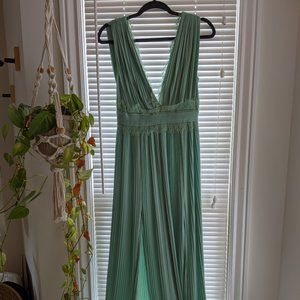 ASOS Premium Lace Insert Pleated Maxi Dress